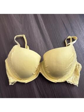 Victoria's Secret Lined Demi Bra Yellow Size 34D Underwire